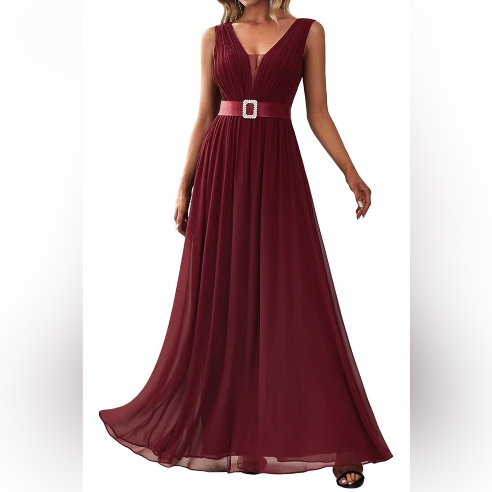 NWT Ever-Pretty Burgundy Empire Waist Evening Dress Size 8